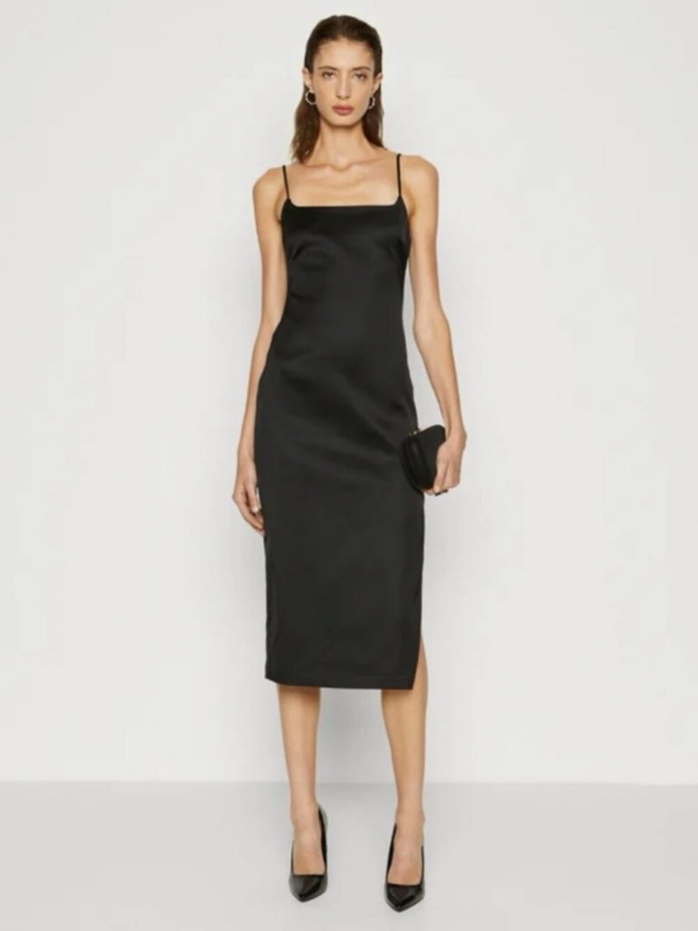 Black Satin Sculpt Dress